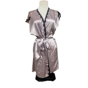 Victoria's Secret Silk And Lace Lingerie Bombshell Lilac Purple Robe Cover Sz S